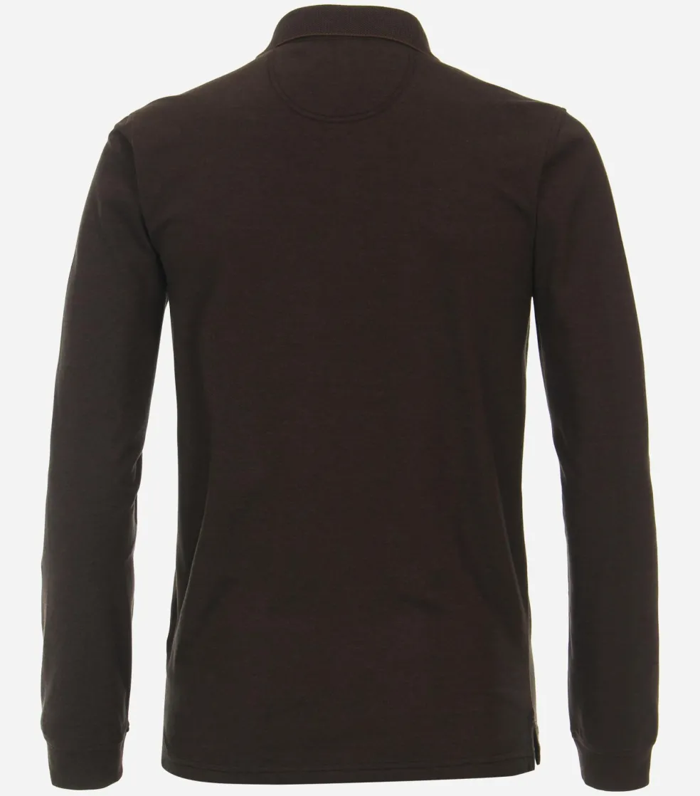 CASA MODA comfort fit polo lange mouw, donkerbruin
