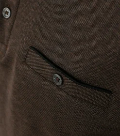 CASA MODA comfort fit polo lange mouw, donkerbruin gestreept