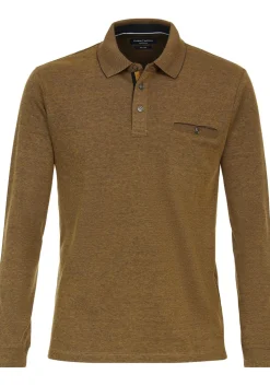 CASA MODA comfort fit polo lange mouw, geel melange