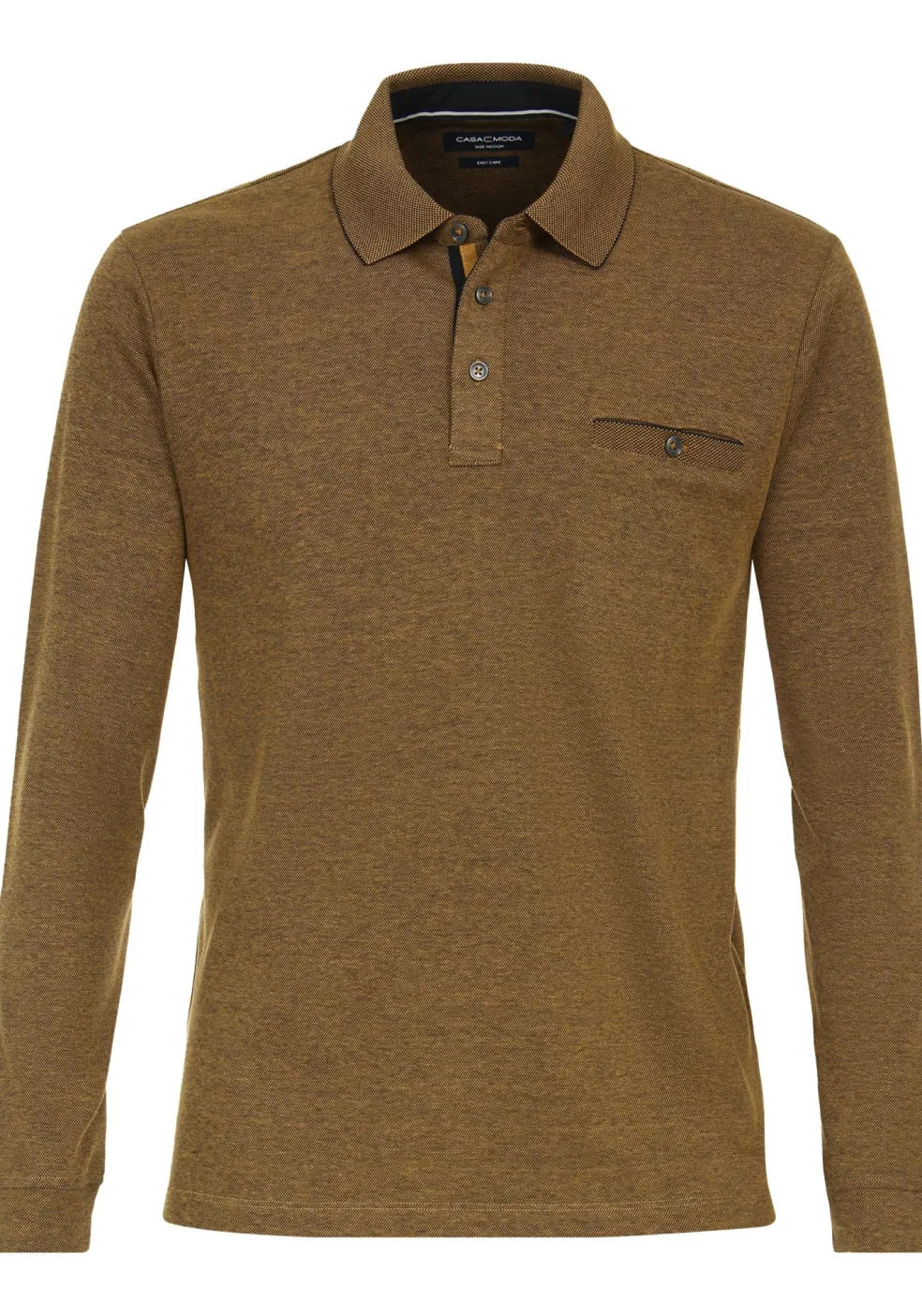 CASA MODA comfort fit polo lange mouw, geel melange