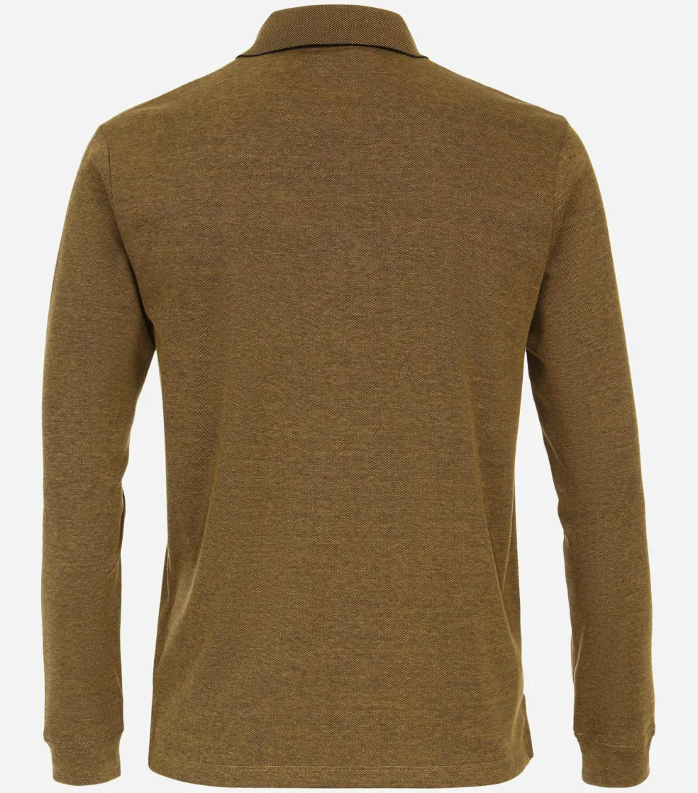 CASA MODA comfort fit polo lange mouw, geel melange