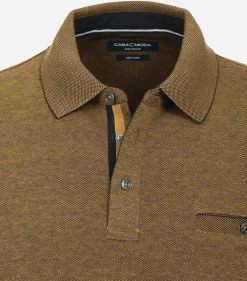CASA MODA comfort fit polo lange mouw, geel melange