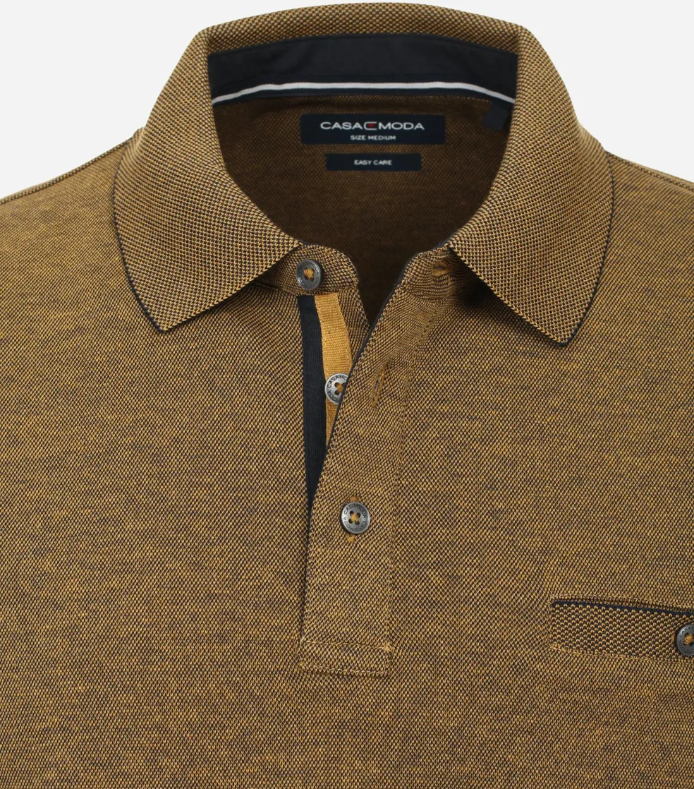 CASA MODA comfort fit polo lange mouw, geel melange