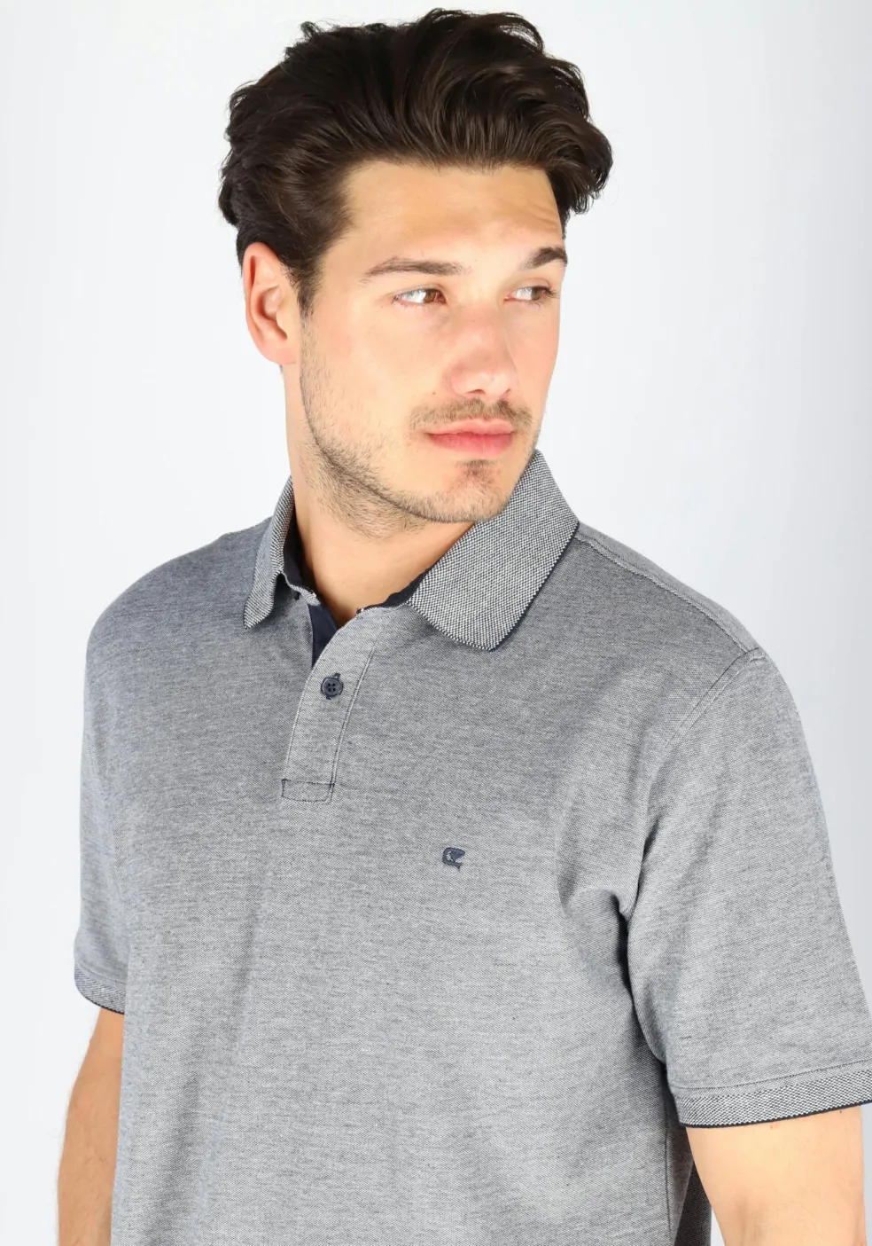 CASA MODA comfort fit poloshirt, stretch, blauw melange