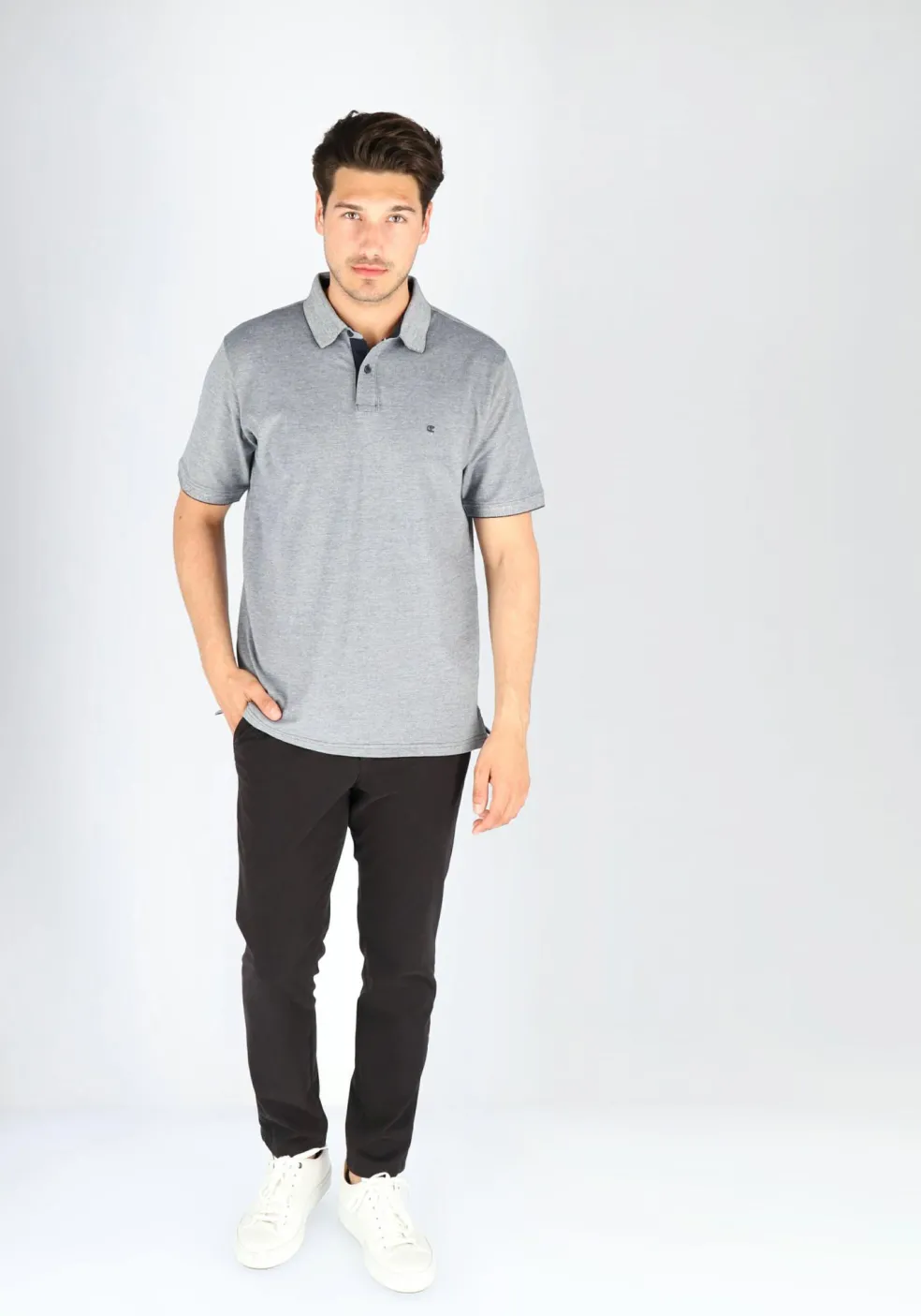 CASA MODA comfort fit poloshirt, stretch, blauw melange