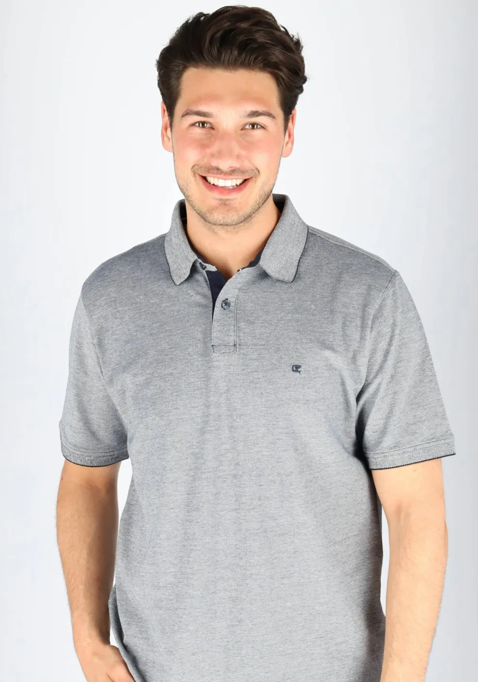 CASA MODA comfort fit poloshirt, stretch, blauw melange