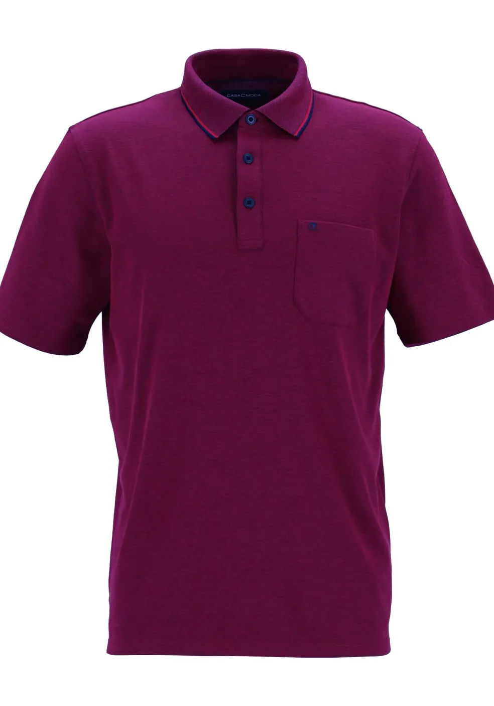 CASA MODA comfort fit poloshirt, donkerroze met blauw melange