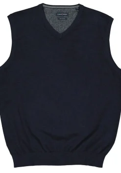 CASA MODA heren spencer katoen, V-hals, donkerblauw