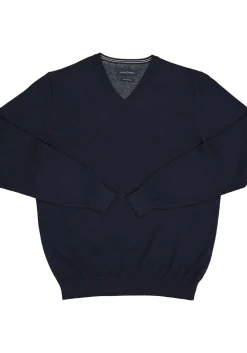 CASA MODA heren trui katoen, V-hals, marine blauw