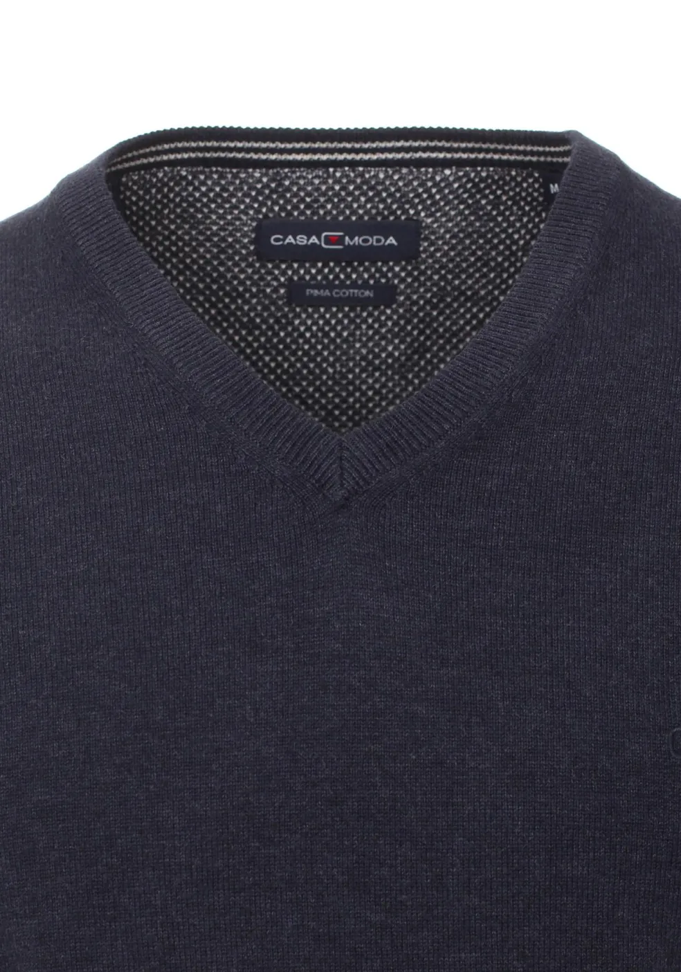 CASA MODA heren trui katoen, V-hals, marine blauw