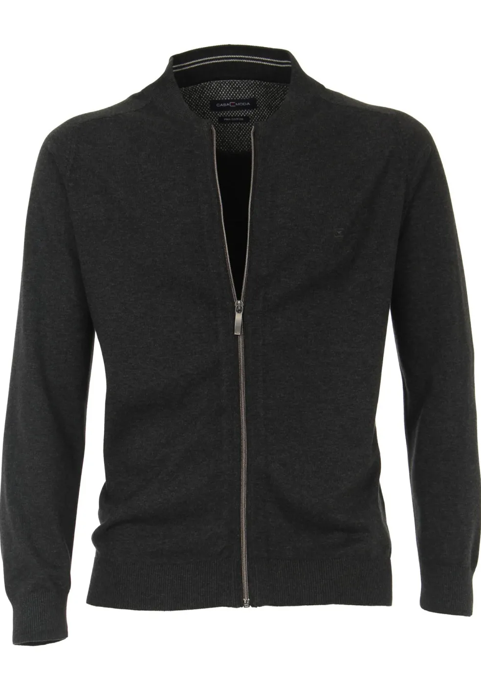 CASA MODA heren vest katoen, met rits, antraciet grijs