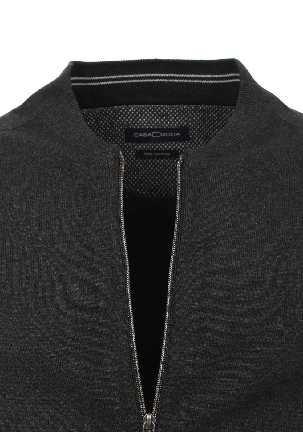CASA MODA heren vest katoen, met rits, antraciet grijs
