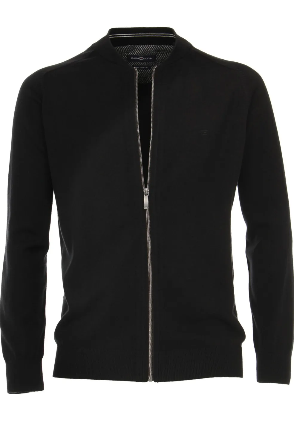 CASA MODA heren vest katoen, met rits, zwart