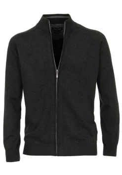 CASA MODA heren vest katoen, met rits, antraciet