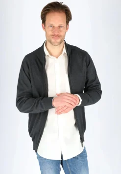 CASA MODA heren vest katoen, met rits, antraciet