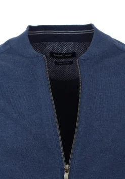 CASA MODA heren vest katoen, met rits, jeans blauw