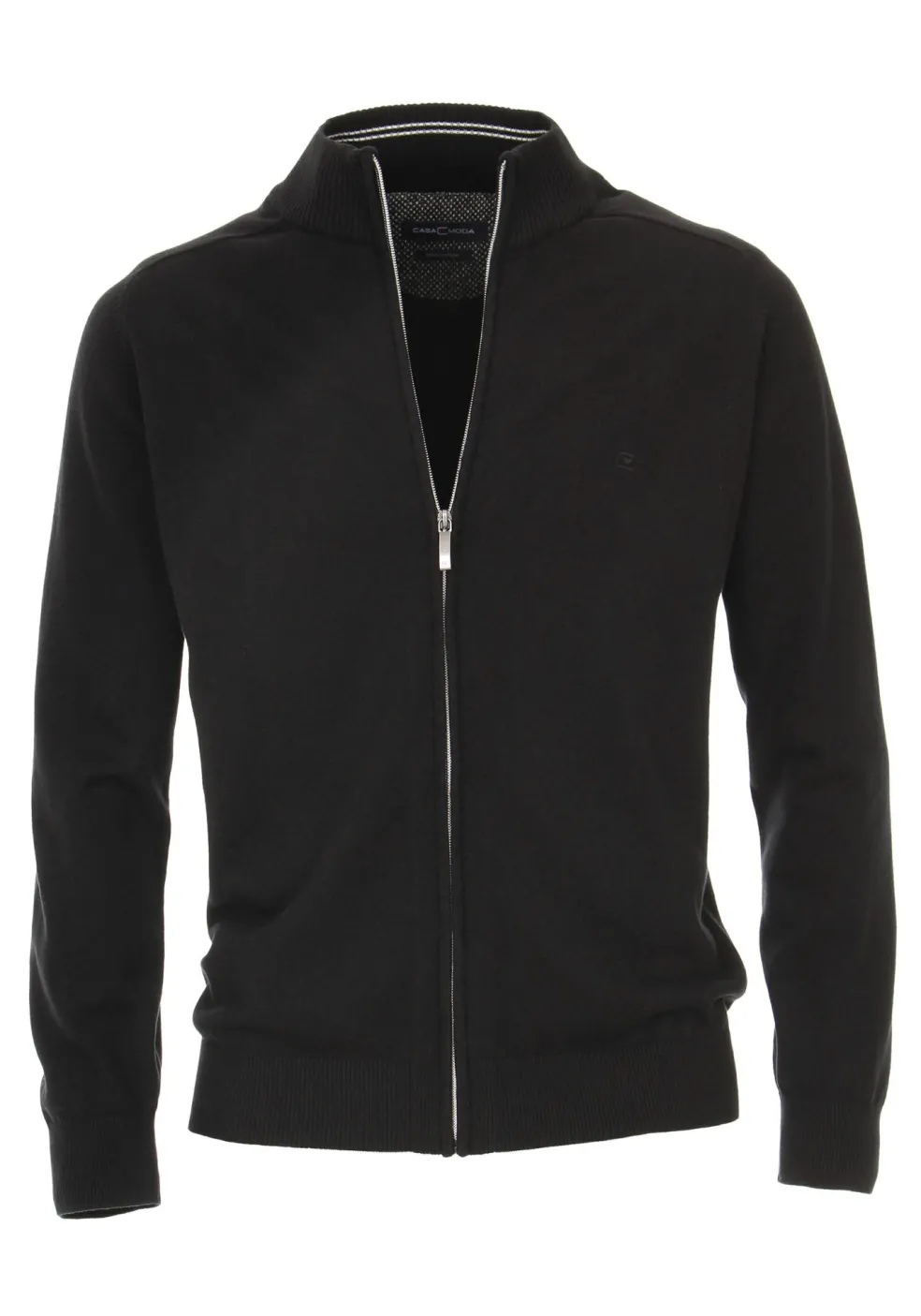 CASA MODA heren vest katoen, met rits, zwart