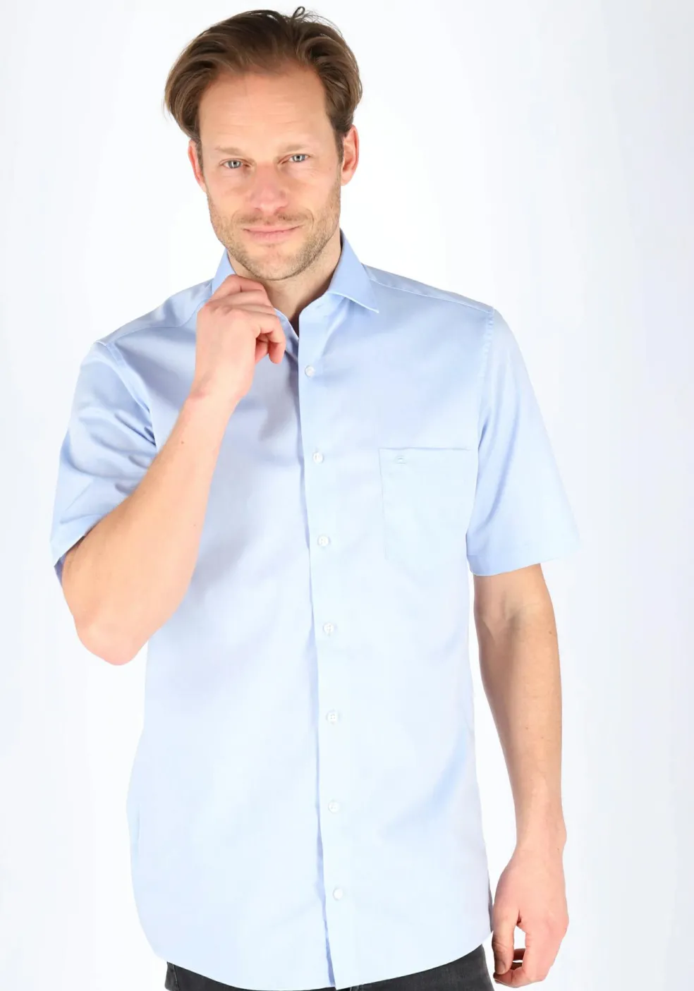CASA MODA modern fit overhemd, korte mouw, lichtblauw
