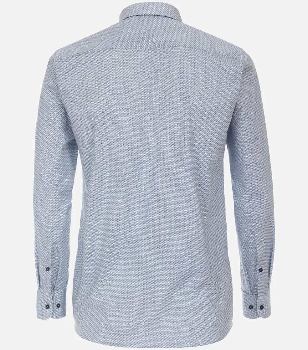 CASA MODA modern fit overhemd, popeline, blauw met wit dessin