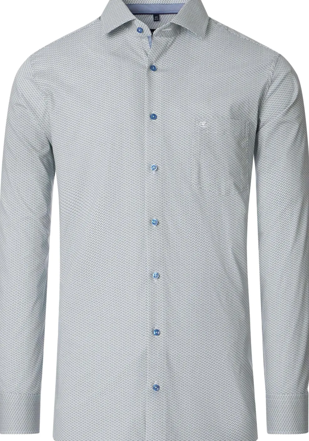 CASA MODA modern fit overhemd, popeline, groen met blauw en wit dessin