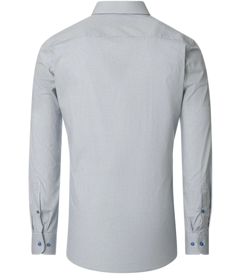 CASA MODA modern fit overhemd, popeline, groen met blauw en wit dessin