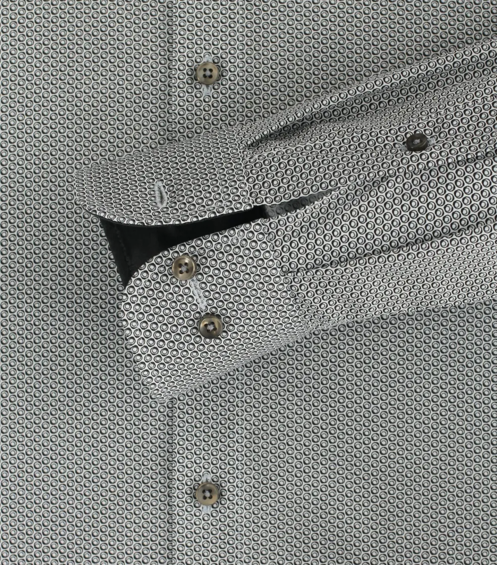 CASA MODA modern fit overhemd, popeline, zwart met wit dessin