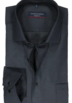 CASA MODA modern fit overhemd, dobby, antraciet