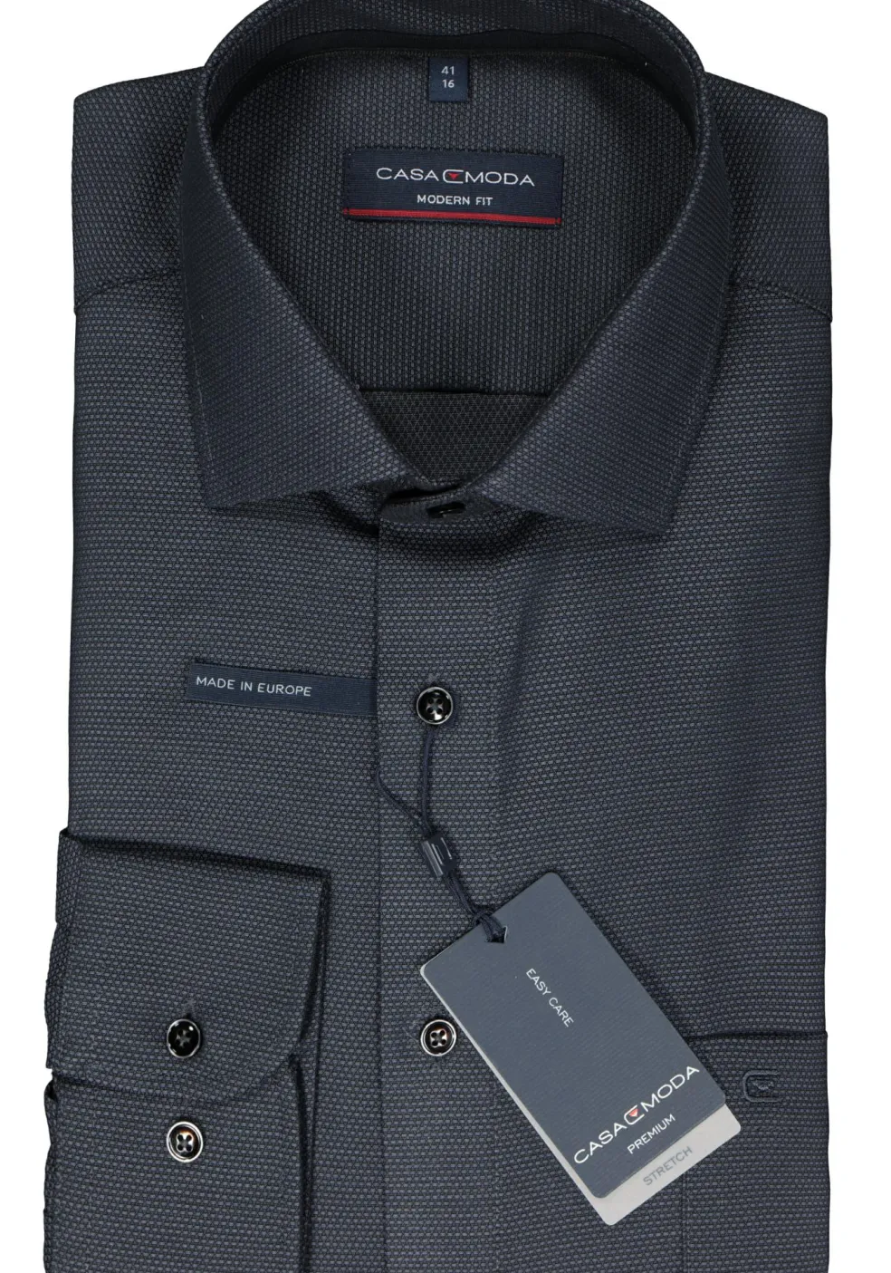 CASA MODA modern fit overhemd, dobby, antraciet