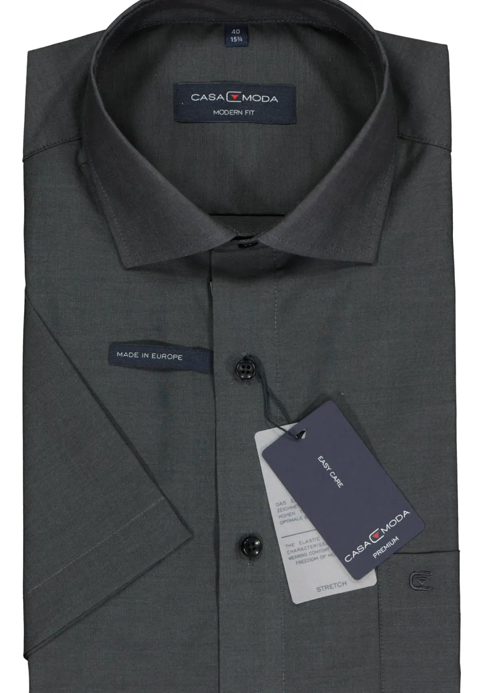 CASA MODA modern fit overhemd, korte mouw, antraciet grijs