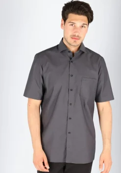 CASA MODA modern fit overhemd, korte mouw, antraciet grijs