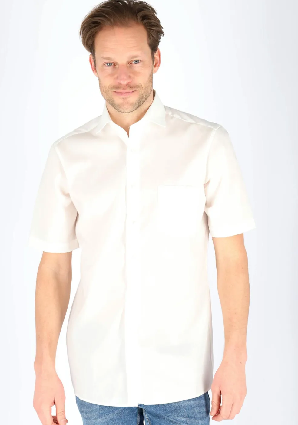 CASA MODA modern fit overhemd, korte mouw, beige / off-white