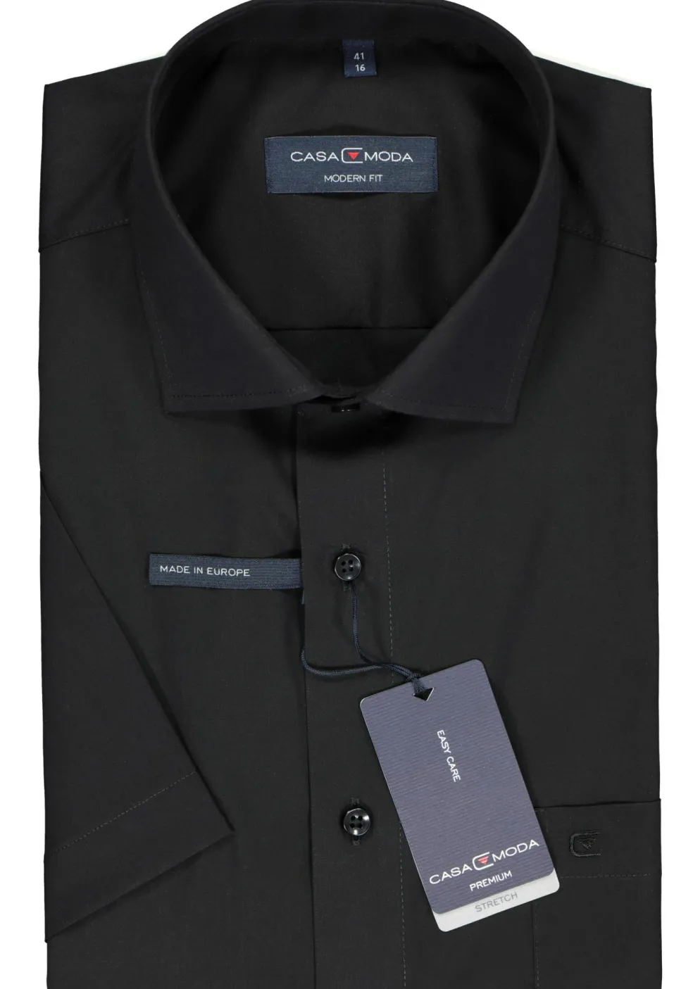CASA MODA modern fit overhemd, korte mouw, zwart