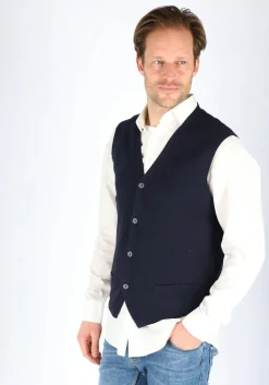 CASA MODA mouwloos heren vest katoen, donker blauw