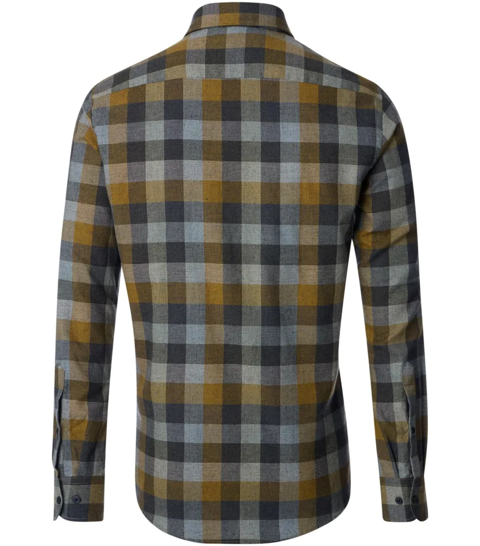 CASA MODA Sport casual fit overhemd, dobby, blauw met groen geruit
