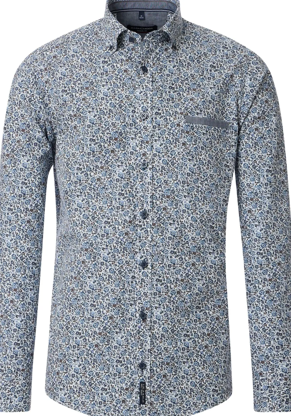 CASA MODA Sport casual fit overhemd, popeline, blauw dessin