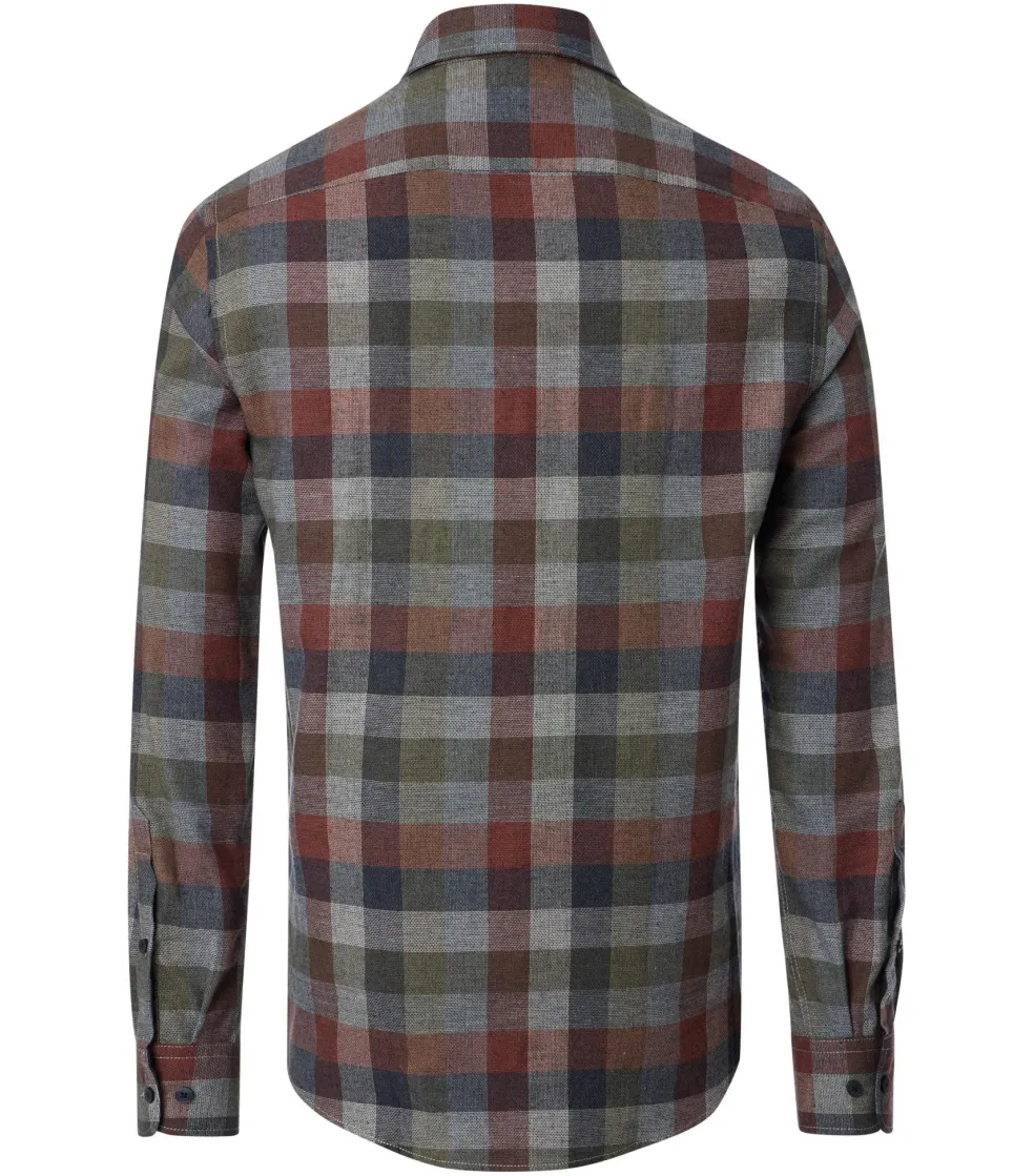 CASA MODA Sport casual fit overhemd, dobby, blauw, grijs, rood en groen geruit