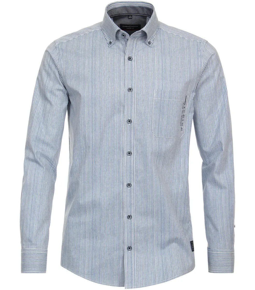 CASA MODA Sport casual fit overhemd, popeline, blauw gestreept