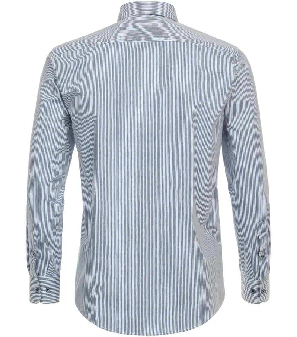CASA MODA Sport casual fit overhemd, popeline, blauw gestreept