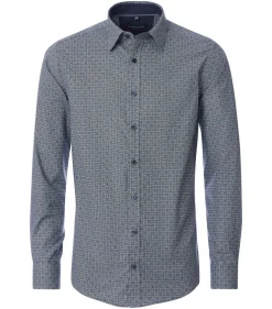 CASA MODA Sport casual fit overhemd, twill, blauw dessin