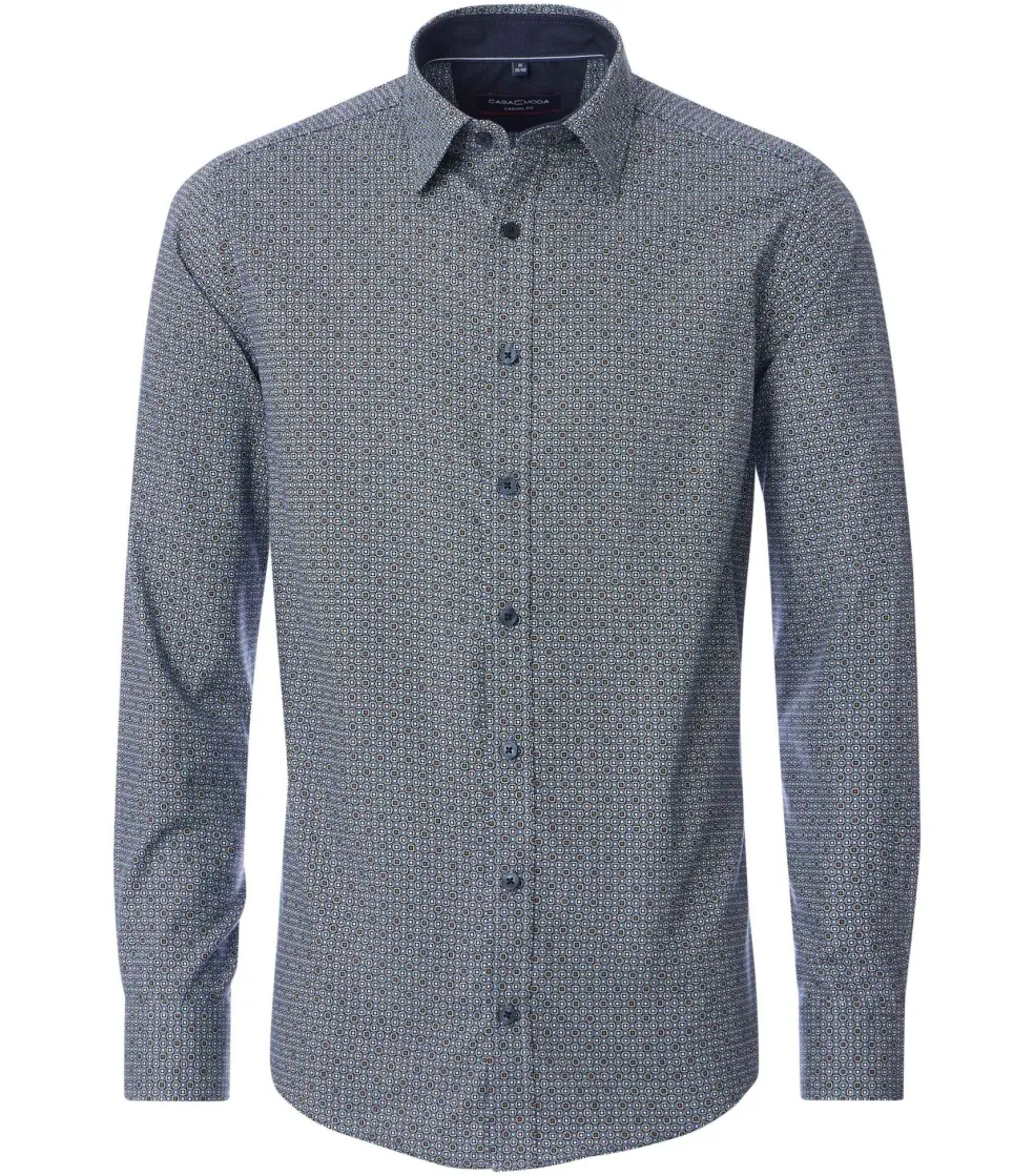 CASA MODA Sport casual fit overhemd, twill, blauw dessin