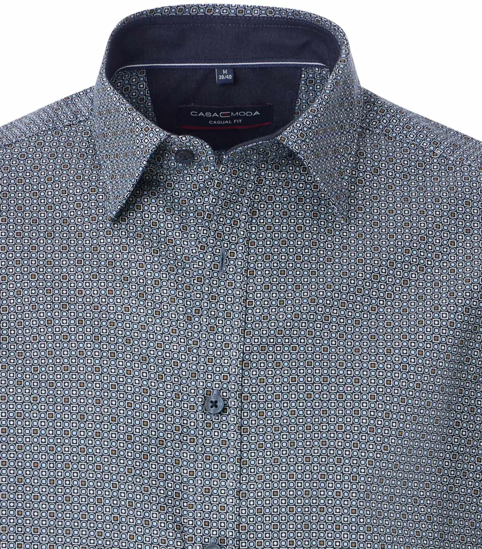 CASA MODA Sport casual fit overhemd, twill, blauw dessin