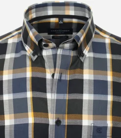 CASA MODA Sport casual fit overhemd, dobby, groen geruit