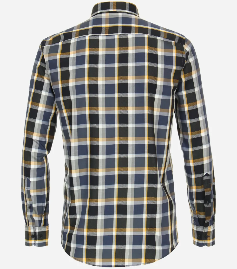 CASA MODA Sport casual fit overhemd, dobby, groen geruit