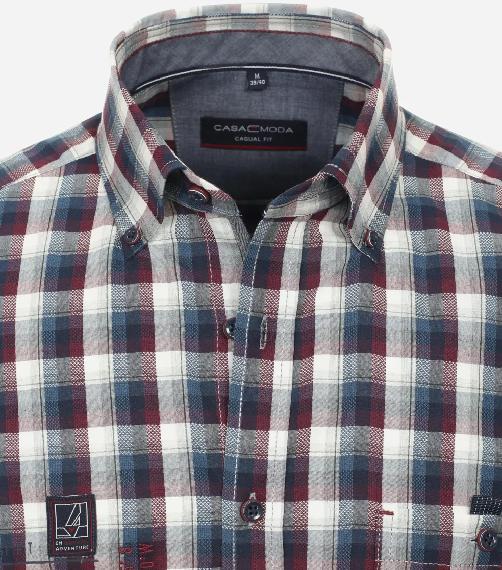 CASA MODA Sport casual fit overhemd, dobby, rood geruit