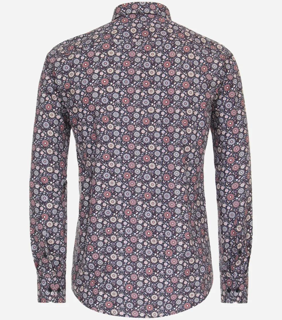 CASA MODA Sport casual fit overhemd, popeline, rood dessin