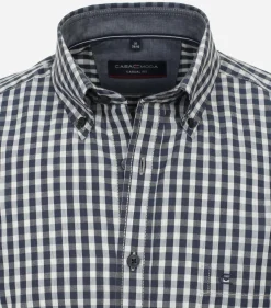 CASA MODA Sport casual fit overhemd, structuur, blauw geruit