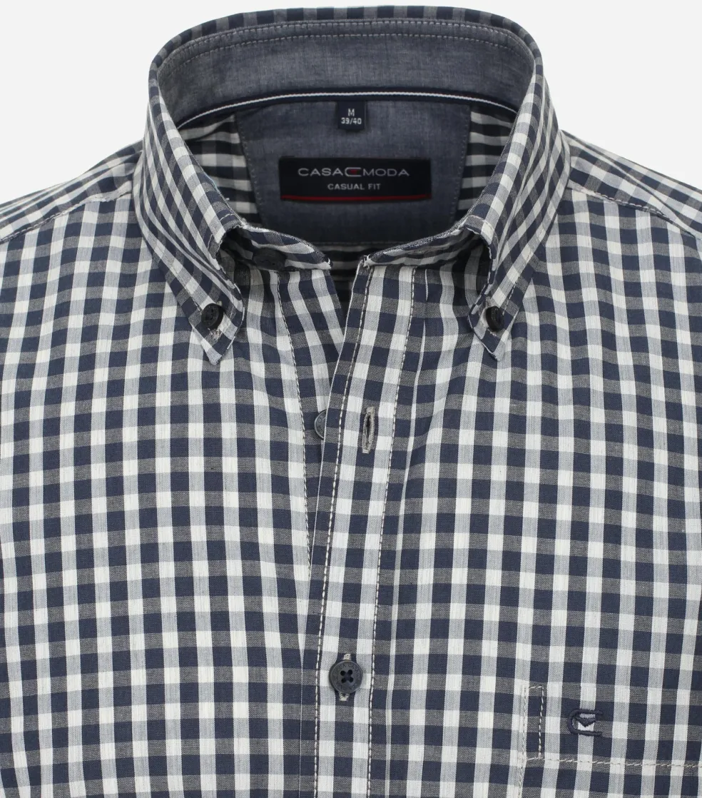 CASA MODA Sport casual fit overhemd, structuur, blauw geruit