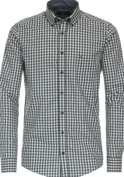 CASA MODA Sport casual fit overhemd, structuur, groen geruit