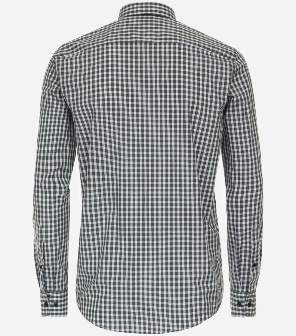 CASA MODA Sport casual fit overhemd, structuur, groen geruit