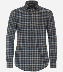 CASA MODA Sport casual fit overhemd, twill, blauw geruit